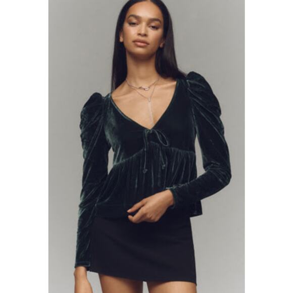 Maeve (Anthropologie) Velvet Babydoll Top - Size XXS - Picture 2 of 7